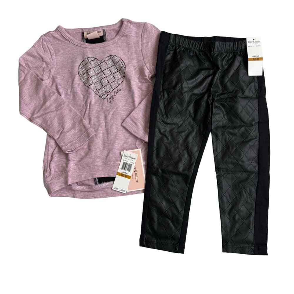 Juicy Couture matching Set Long Sleeve Blouse & Black color Legging  Size 3T new